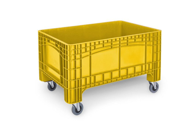 ALPHA NOAHBOX L Palettenbox 1200x800x730 mm mit 4 Lenkrollen Ø125mm (2 mit Bremse) gelb, 2914-GE