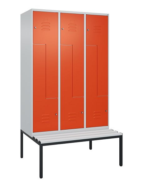 C+P Z-Spind Classic PLUS, mit untergebauter Sitzbank, 6 Abteile, 2120x1200x815mm, 7035/2004, Zylinderschlösser, 0800537-326 S10063