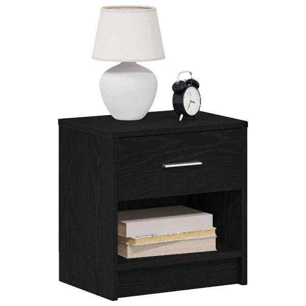 vidaXL Nachttische 2 Stück mit Schublade Schwarz 39x28x41 cm, 858752