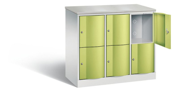 C+P Schließfachschrank Resisto, H1077xB1148xT540mm, Farbe: Lichtgrau / Viridingrün, 8472-372 S10148