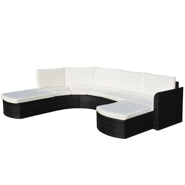 vidaXL 4-teilig Garten-Lounge-Set mit Auflagen Poly Rattan Schwarz, 43299
