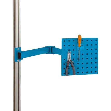 Manuflex Werkzeugträgerplatte für CANTOLAB und ALU, BxH 305 x 305 mm, mit Doppelgelenk-Schwenkausleger, Lichtblau, ZB8232.5012