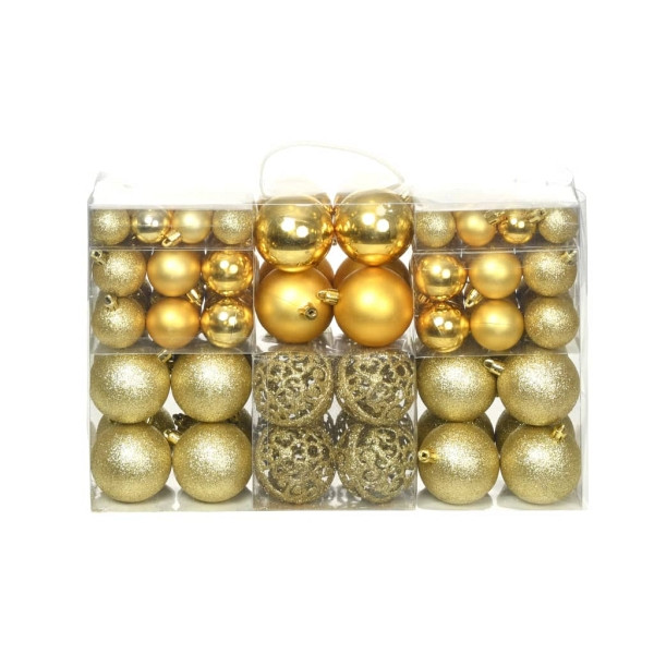 vidaXL 100-tlg. Weihnachtskugel-Set 3/4/6 cm Golden, 245708