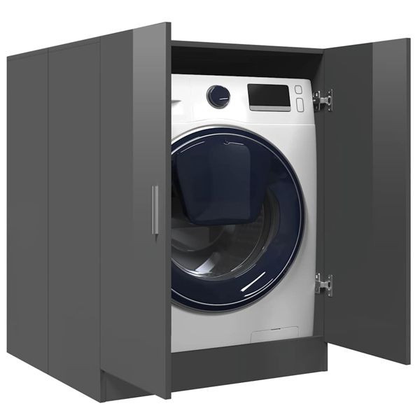vidaXL Waschmaschinenschrank Hochglanz-Grau 71x71,5x91,5 cm, 808403