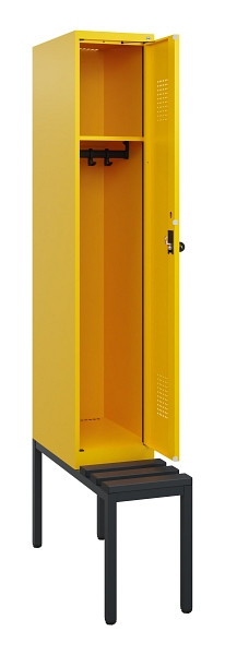 C+P Spind Evolo PLUS, 1 Abteil, 1950x300x815mm, 1023/1023, Drehriegel, Sitzfläche Kunststoff, Sitzbank, 0490505-10 S10076