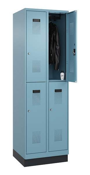 C+P Doppelstöckiger Spind Evolo PLUS, mit Sockel, 4 Fächer, 1950x600x500mm, 0010, Zylinderschloss, 049320-20 S10048