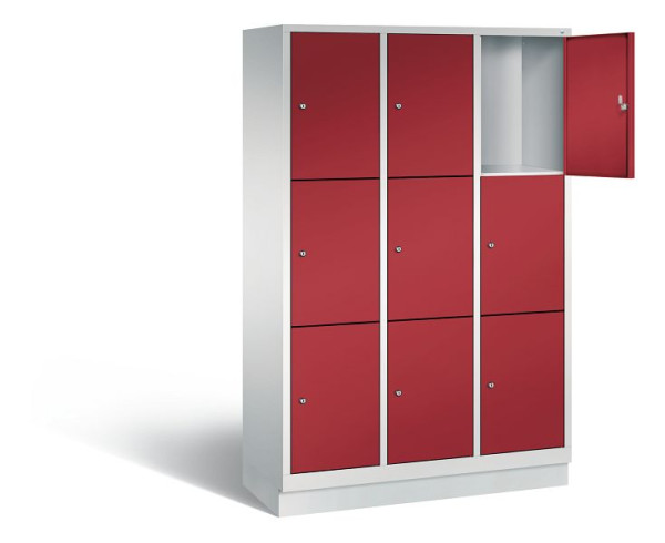 C+P Schließfachschrank Evolo, H1800xB1200xT500mm, Farbe: Lichtgrau / Rubinrot, 48020-323 S10005