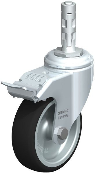 Blickle LKRA-PATH 101G-11-FI-E11 Apparate-Lenkrolle mit Rückenloch & Feststeller, Thermoplastisches Polyurethan, Grau, 848758