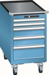 LISTA Schubladenschrank mobil 18x36E (BxTxH) 411x725x723mm AUTO Lock, Lichtblau, 5 Schubladen, Fronthöhen: 50 - 150 mm, 78.455.010.A