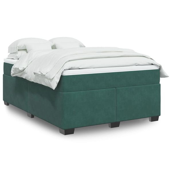 vidaXL Boxspringbett mit Matratze Dunkelgrün 140x200 cm Samt, 3285290
