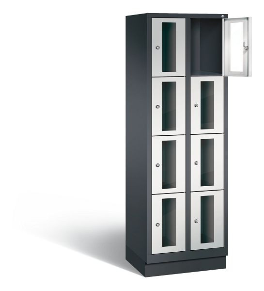 C+P Schließfachschrank Classic, H1800xB610xT500mm, Farbe: Schwarzgrau / Lichtgrau, 8020A204 S10014
