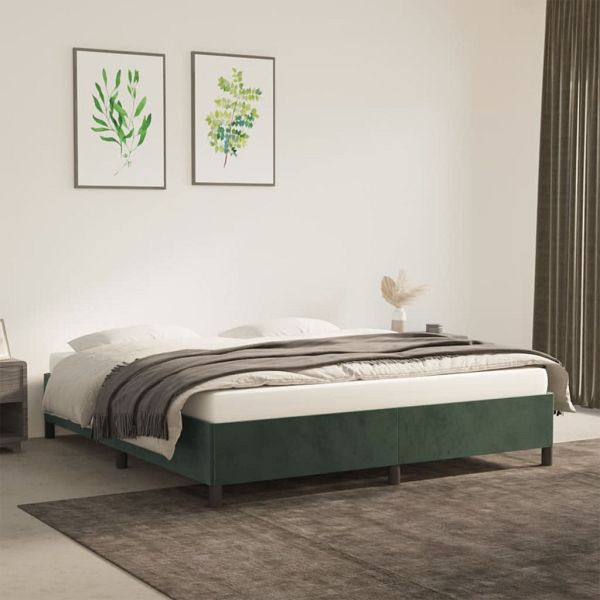 vidaXL Bettgestell Dunkelgrün 160x200 cm Samt, Polyester, 347333