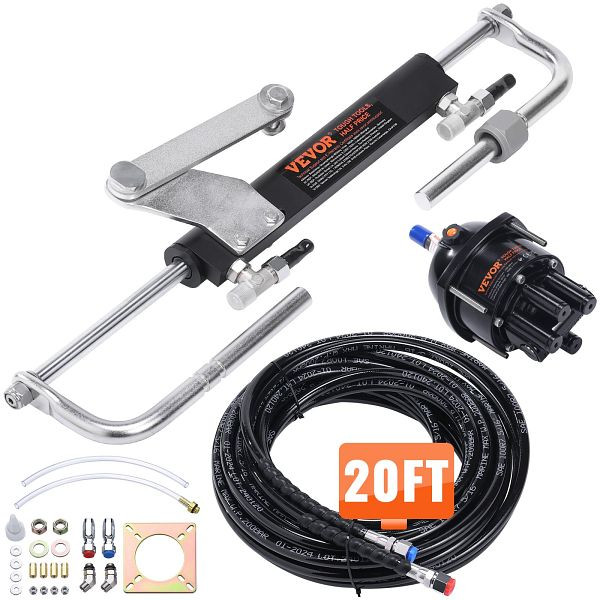 VEVOR Hydraulisches Außenbord-Lenksystem-Set, 90 PS, Marine-Zylinder, Helmrohr, Boot, XWYYFXB90HP000001V0