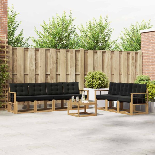 vidaXL Outdoor-Sofagarnitur mit Kissen 8-teilig Weiß und Schwarz, 3389290