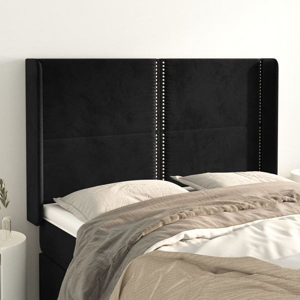 vidaXL Kopfteil mit Ohren Schwarz 147x16x118/128 cm Samt, 3119490