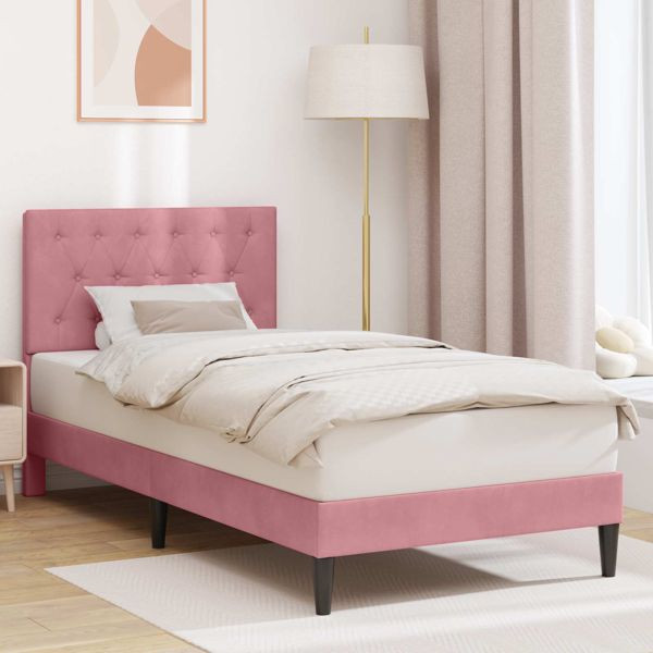 vidaXL Bettrahmen mit Kopfteil Rosa 80 x 200 cm Samt, 42027628