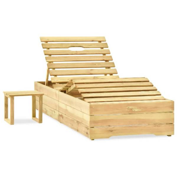 vidaXL Sonnenliege mit Tisch Grün Imprägniertes Kiefernholz, 315403