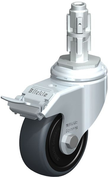 Blickle LKRA-TPA 80K-11-FI-ELS-FK-E13 Apparate-Lenkrolle mit Expander & Feststeller, Thermoplastisches Gummi-Elastomer, Grau, 750753