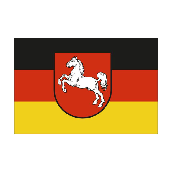 Stein HGS Landesflagge Niedersachsen, 200 cm, 335 cm, mit Seil und Schlaufe, FlagTop 160 g/m², für Fahnenmasten ab 8 m ohne Hohlsaum, 26427