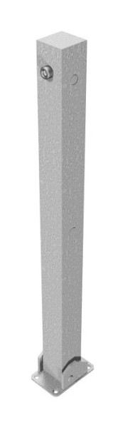 Schake Absperrpfosten Stahlrohr 70 x 70 mm umlegbar, mit Dreikantverschluss, für Dübel Befestigung mit Bodenplatte 100 x 150 mm, 470UD