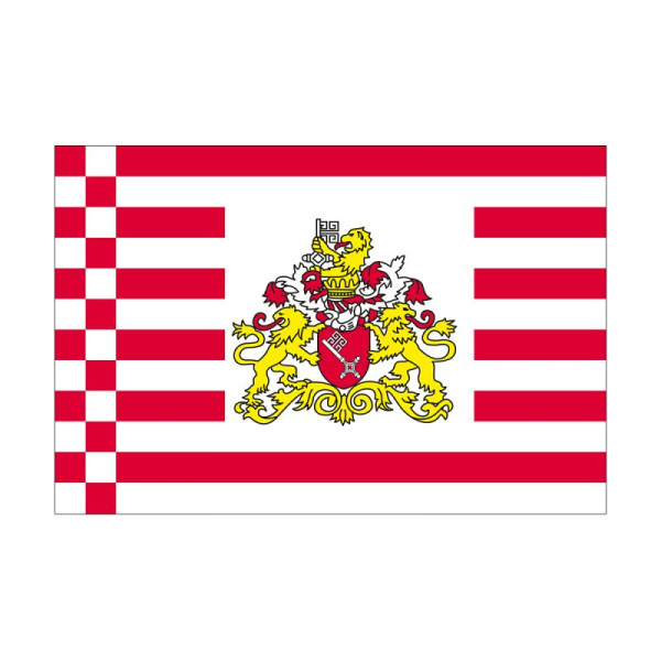 Stein HGS Senatsflagge Bremen (mit Wappen), 150x250 cm, mit Seil und Schlaufe, FlagTop 110 g/m², für Fahnenmasten ab 8 m ohne Hohlsaum, 26292