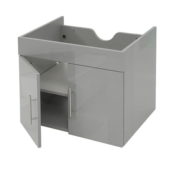 Mendler Waschbeckenunterschrank HWC-D16, Waschtischunterschrank Waschtisch Unterschrank Badmöbel, hochglanz 60cm, grau, 62261