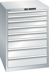 LISTA Schubladenschrank 36x36E (BxTxH) 717x725x1000mm KEY Lock, Lichtgrau, 8 Schubladen, Tragkraft Schubladen: 75kg, 14.412.020