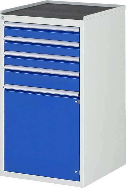 RAU Schubladenschrank Serie 7000, B580 x T650 x H1035 mm, Metallauflage, Höhe 25 mm, Schubladen: 3xH150, 2xH240 mm, 13-L7.3AR-MT.11