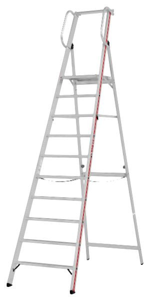 HYMER Plattformleiter mit Handlauf, 10 Stufen, Standhöhe 2,35 m, 808010