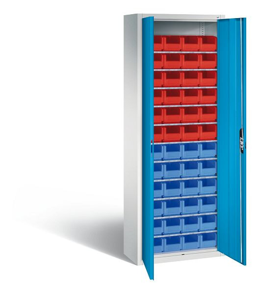 C+P Magazinschrank Serie 13, H1980xB700xT300mm, Farbe: Lichtgrau / Lichtblau, Muldengriff, 133113-21 S10046