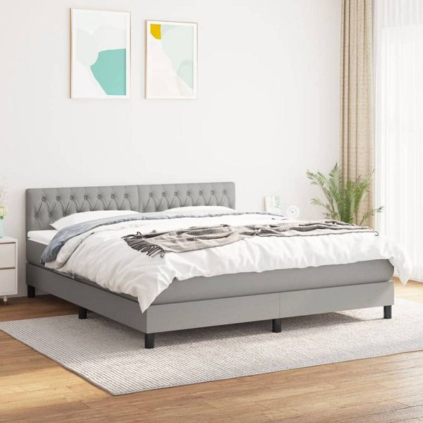 vidaXL Boxspringbett mit Matratze Hellgrau 180x200 cm Stoff, 3140313