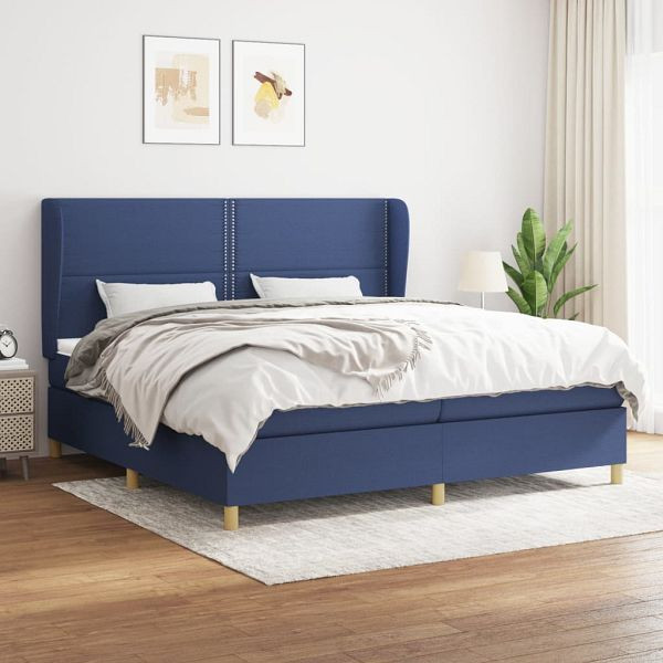 vidaXL Boxspringbett mit Matratze Blau 200x200 cm Stoff, 3128475