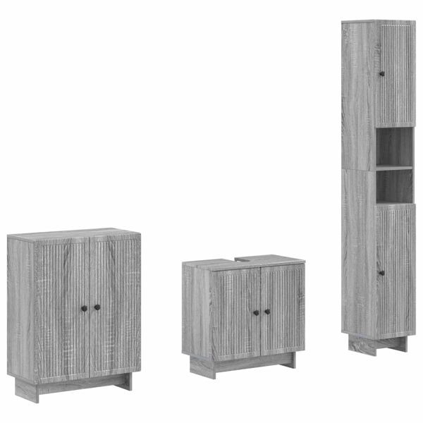 vidaXL 3-teiliges Badezimmer-Schranksystem EDE Sonoma-Grau, 3417420