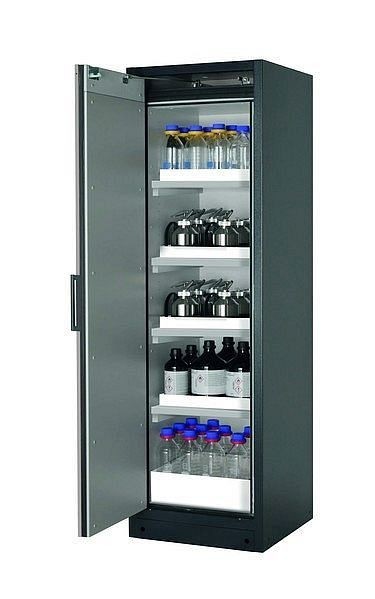asecos Sicherheitsschrank Q-CLASSIC-90, Q90.195.060 in reinweiß RAL 9010 mit 4x Wannenboden Standard (Polypropylen), 30072-050-30087