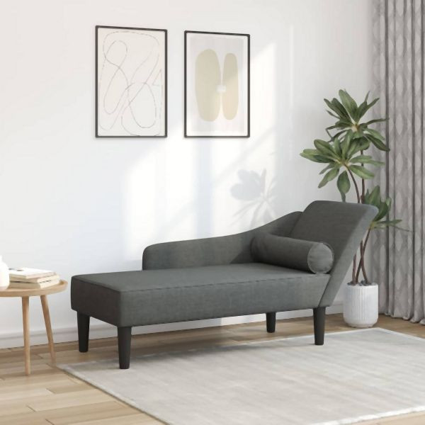 vidaXL Chaiselongue mit Kissen Dunkelgrau Stoff, 4007597