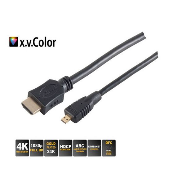 shiverpeaks BASIC-S, HDMI A-Stecker auf HDMI D-Stecker, vergoldete Kontakte, ULTRA HD, 3D, HEAC, 1,5m, BS77471-3