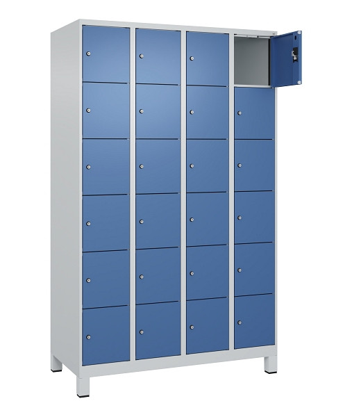 C+P Schließfachschrank Evolo PLUS, mit Füßen, 24 Fächer, 1950x1200x500mm, 7035/5023 Fernblau, 049010-406 S10008