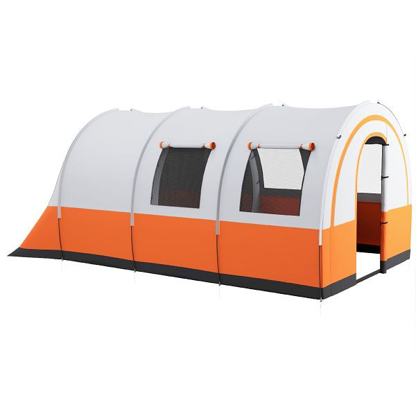 Outsunny Campingzelt bis 6 Pers., Familienzelt, separate Bereiche, wasserdicht, Cremeweiß, A20-373V00CW