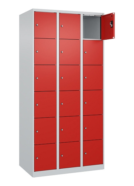 C+P Schließfachschrank Evolo PLUS, 18 Fächer, 1850x900x500mm, 7035/3020, 049000-306 S10005