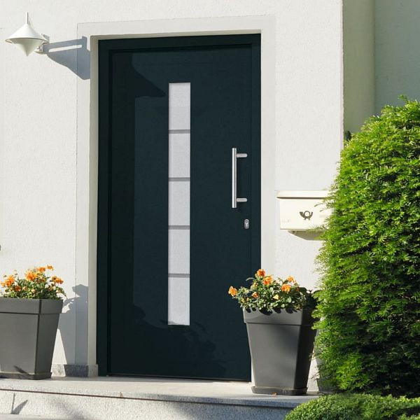 vidaXL Haustür Aluminium und PVC Anthrazit 100x200 cm, 3056812