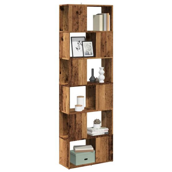 vidaXL Bücherregal/Raumteiler Altholz-Optik 60x24x186 cm, 856730