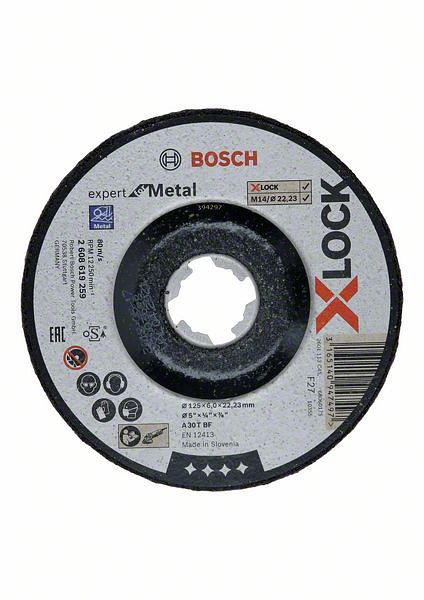 Bosch Schruppscheibe X-LOCK, gekröpft Expert for Metal A 30 T BF, 125 x 22,23 x 6 mm, VE: 10 Stück, 2608619259