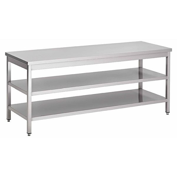 Gastro-Inox Arbeitstisch aus Edelstahl mit doppelter Grundboden, 1400(L)x600(T)x880(H)mm, 301.348