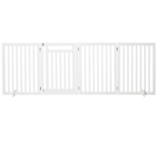 PawHut Absperrgitter Hunde Schutzgitter für Tiere 4 Stücke, Weiß 81 cm, D06-083