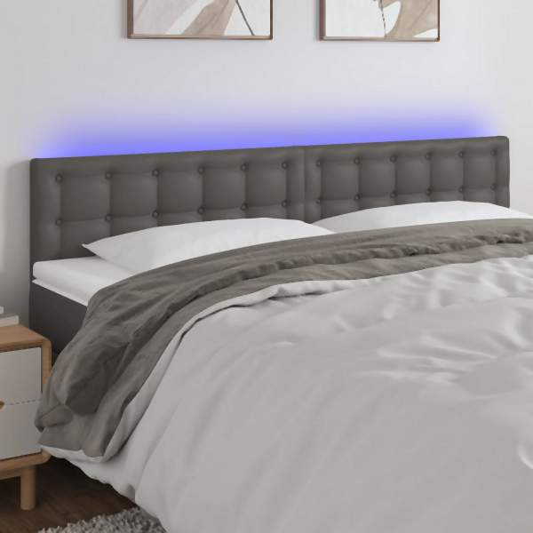 vidaXL LED Kopfteil Grau 160x5x78/88 cm Kunstleder, 3121712