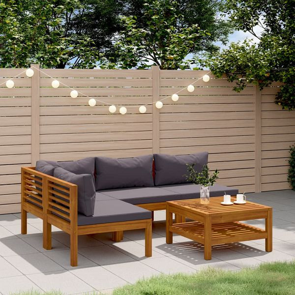 vidaXL 5-teilig Garten-Lounge-Set mit Auflage Massivholz Akazie, 3086919