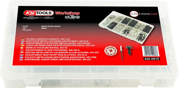 KS Tools Befestigungs-Clip-Satz - Schnellverschluss, 400-teilig, 420.0915