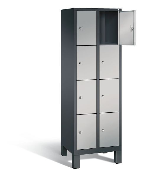 C+P Schließfachschrank Evolo, H1850xB610xT500mm, Farbe: Schwarzgrau / Weißaluminium, 48010-204 S10089
