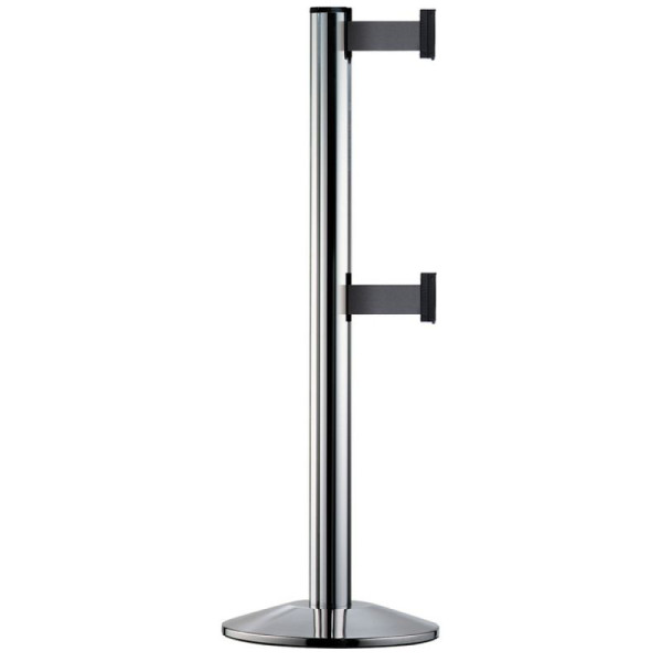 Stein HGS Personenleitsysteme -Beltrac Classic Double-, mobil, chrom poliert, braun, mit Sicherheits-Gurtendstücken (selbstlösend), 11253-ch803