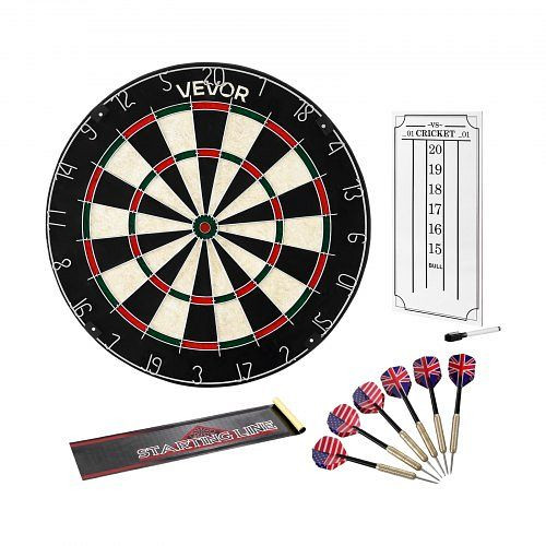 VEVOR Dartscheibe aus Sisal mit 6 Dartpfeilen & Punktezähler, klammerfreies Bullseye, drehbarer Zahlenring, für Zuhause, JMFBPTRJM135TFOQI001V0